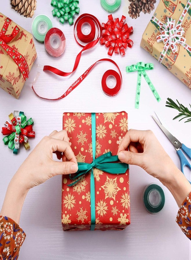 iefoah Christmas Ribbons for Gift Wrapping 60 Yards Grosgrain Ribbon Silver Gold Glitter Ribbon for Christmas Wreath Bows Ribbon Craft Decoration - Image 2